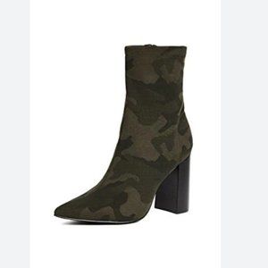 Jeffrey Campbell Siren Block Heel Ankle Booties Khaki Black Camo US 8.5 B NIB
